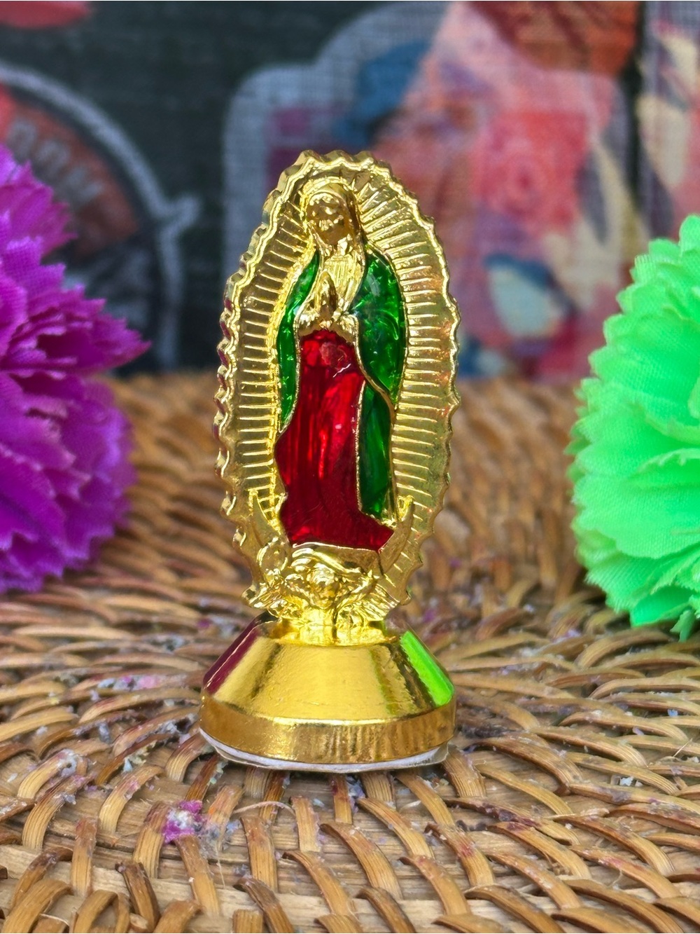 Mini Our Lady of Guadalupe Gold Car or Altar Decor